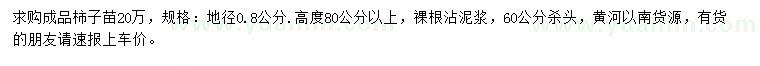 求購(gòu)地徑0.8公分柿子苗