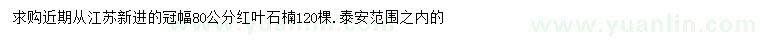 求購(gòu)冠幅80公分紅葉石楠