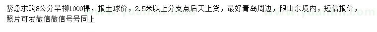 求購(gòu)8公分旱柳