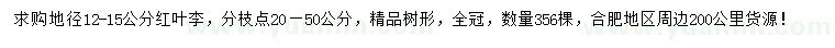 求購地徑12-15公分紅葉李