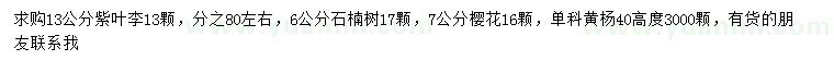 求購(gòu)紫葉李、石楠樹、櫻花等
