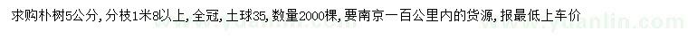 求購(gòu)5公分樸樹(shù)