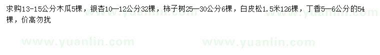 求購木瓜、銀杏、柿子樹等