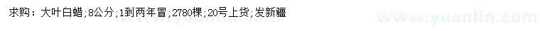 求購8公分大葉白蠟