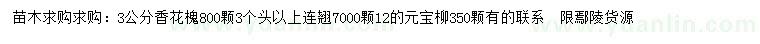 求購(gòu)香花槐、連翹、元寶柳