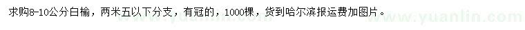 求購(gòu)8-10公分白榆