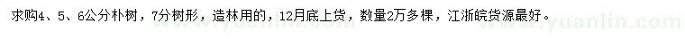 求購(gòu)4、5、6公分樸樹(shù)