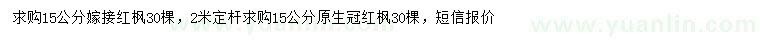 求購15公分嫁接紅楓、原生冠紅楓