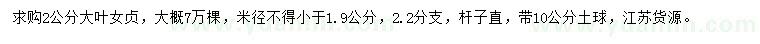 求購2公分大葉女貞