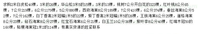 求購(gòu)白皮松、華山松、桃樹等