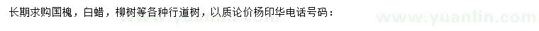 求購(gòu)國(guó)槐、白蠟、柳樹(shù)等