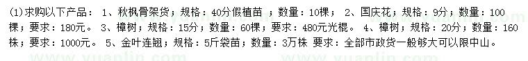 求購(gòu)秋楓骨架貨、國(guó)慶花、樟樹 等