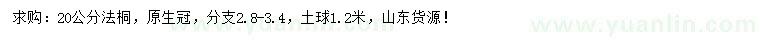 求購20公分法桐