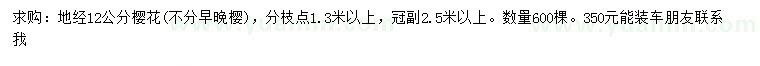 求購地經(jīng)12公分櫻花