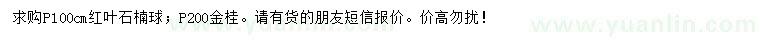 求購冠幅100公分紅葉石楠球、200公分金桂
