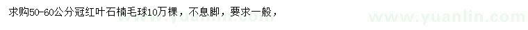 求購冠幅50-60公分紅葉石楠毛球