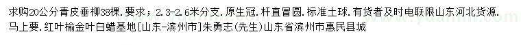 求購20公分青皮垂柳