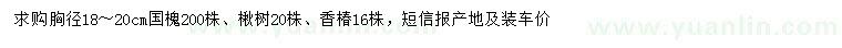 求購胸徑18-20公分國槐