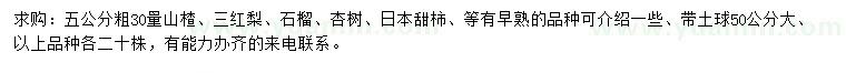 求購山楂、三紅梨、石榴等