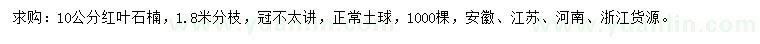 求購(gòu)10公分紅葉石楠