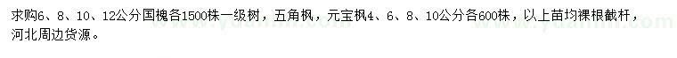 求購國槐、五角楓、元寶楓