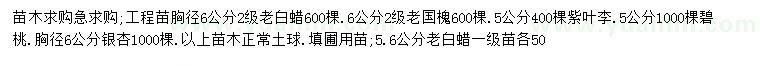 求購老白蠟、老國槐、紫葉李等