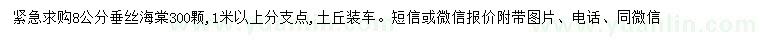 求購(gòu)8公分垂絲海棠