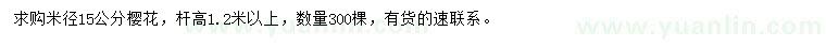 求購(gòu)15公分櫻花