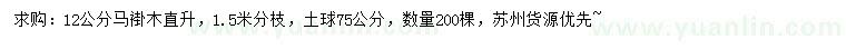求購(gòu)12公分馬褂木