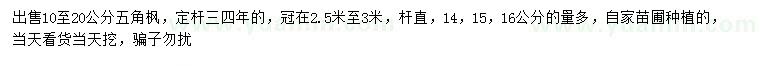 求購(gòu)10-20公分五角楓