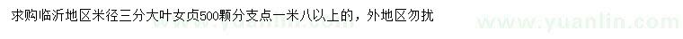 求購米徑3公分大葉女貞