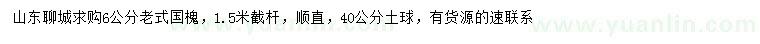 求購(gòu)6公分老式國(guó)槐