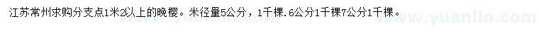 求購米徑量5、6公分晚櫻
