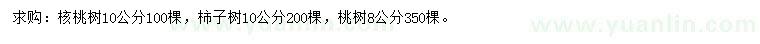 求購核桃樹、柿子樹、桃樹