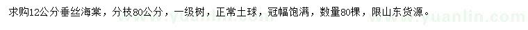 求購(gòu)12公分垂絲海棠