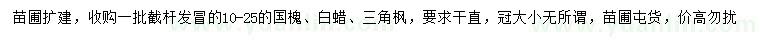 求購10-25公分白蠟、國槐