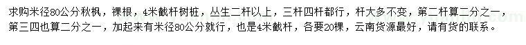 求購米徑80公分叢生秋楓