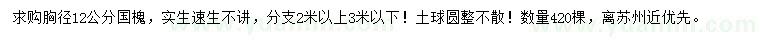 求購(gòu)胸徑12公分國(guó)槐