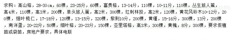 求購高山榕、富貴榕、叢生旅人蕉等