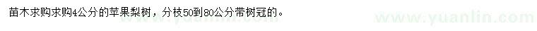 求購4公分蘋果梨樹