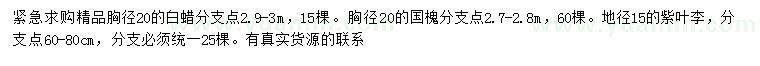 求購白蠟、國槐、紫葉李