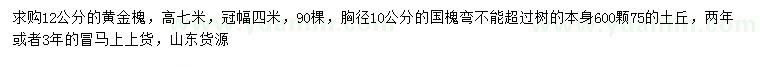 求購12公分黃金槐、胸徑10公分國槐