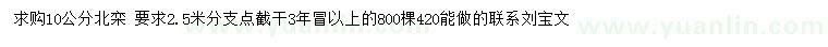 求購10公分北欒
