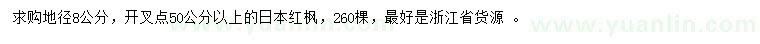 求購地徑8公分日本紅楓