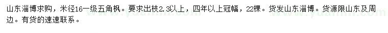 求購米徑16公分五角楓
