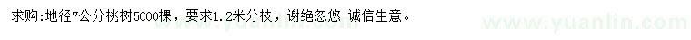 求購地徑7公分桃樹