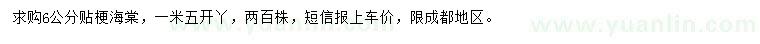 求購(gòu)6公分貼梗海棠