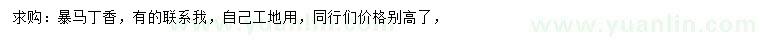 求購暴馬丁香