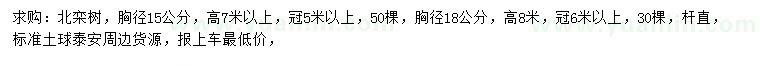 求購胸徑15、18公分北欒樹