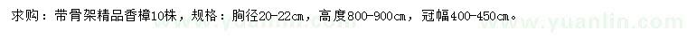 求購20公分精品香樟